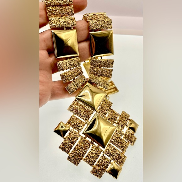 Vintage 1972 Monet Pas D'Or Collection Elda Krecic Statement Necklace Book Piece - Picture 7 of 7